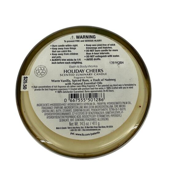 Bath & Body Works 3-Wick Candle Holiday Cheers 14.5 oz - Picture 2 of 2